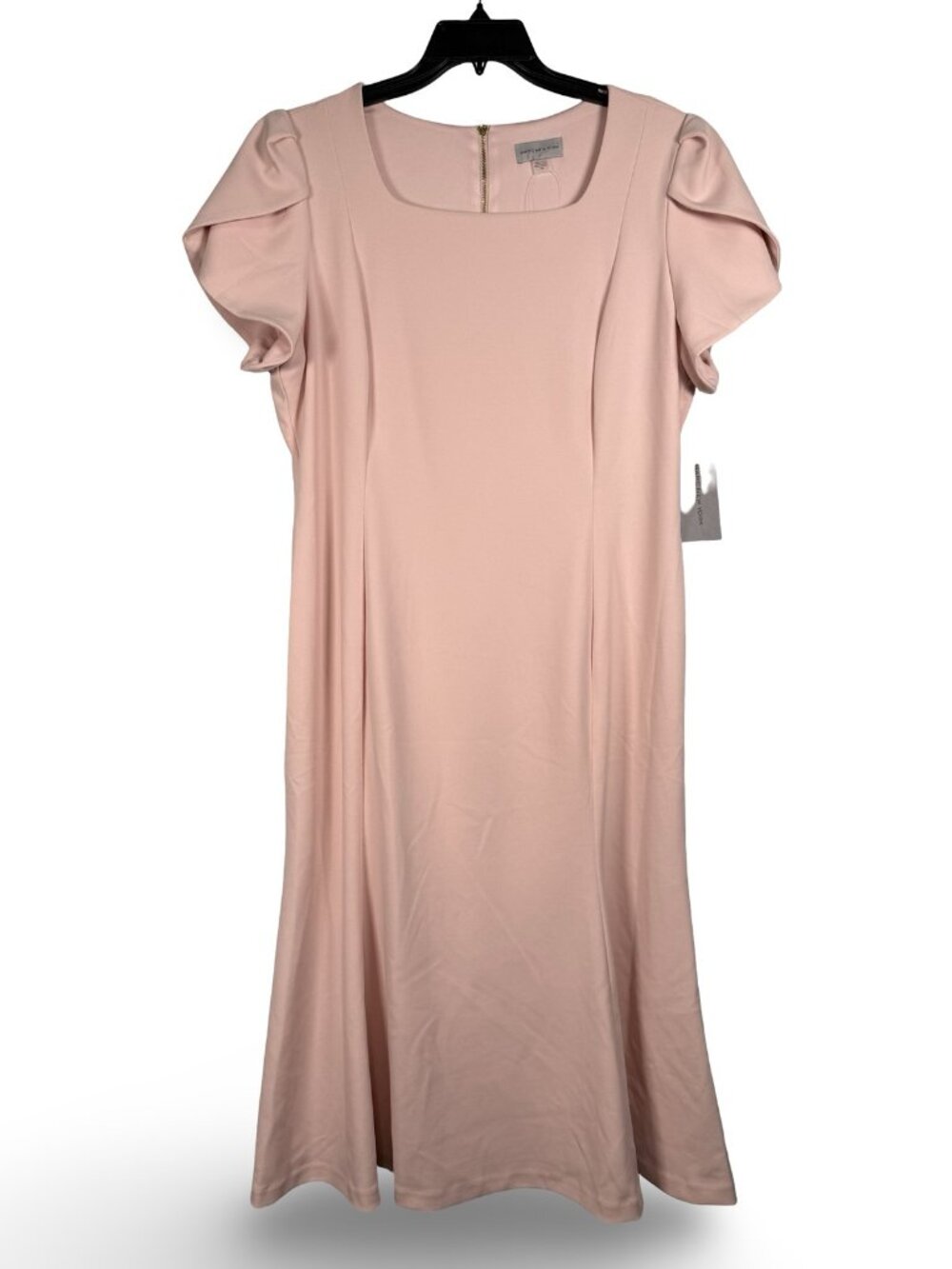 Marc New York Pink Sheath Tulip Midi Dress Womens 18 Square Neck Office Party - Picture 2 of 11